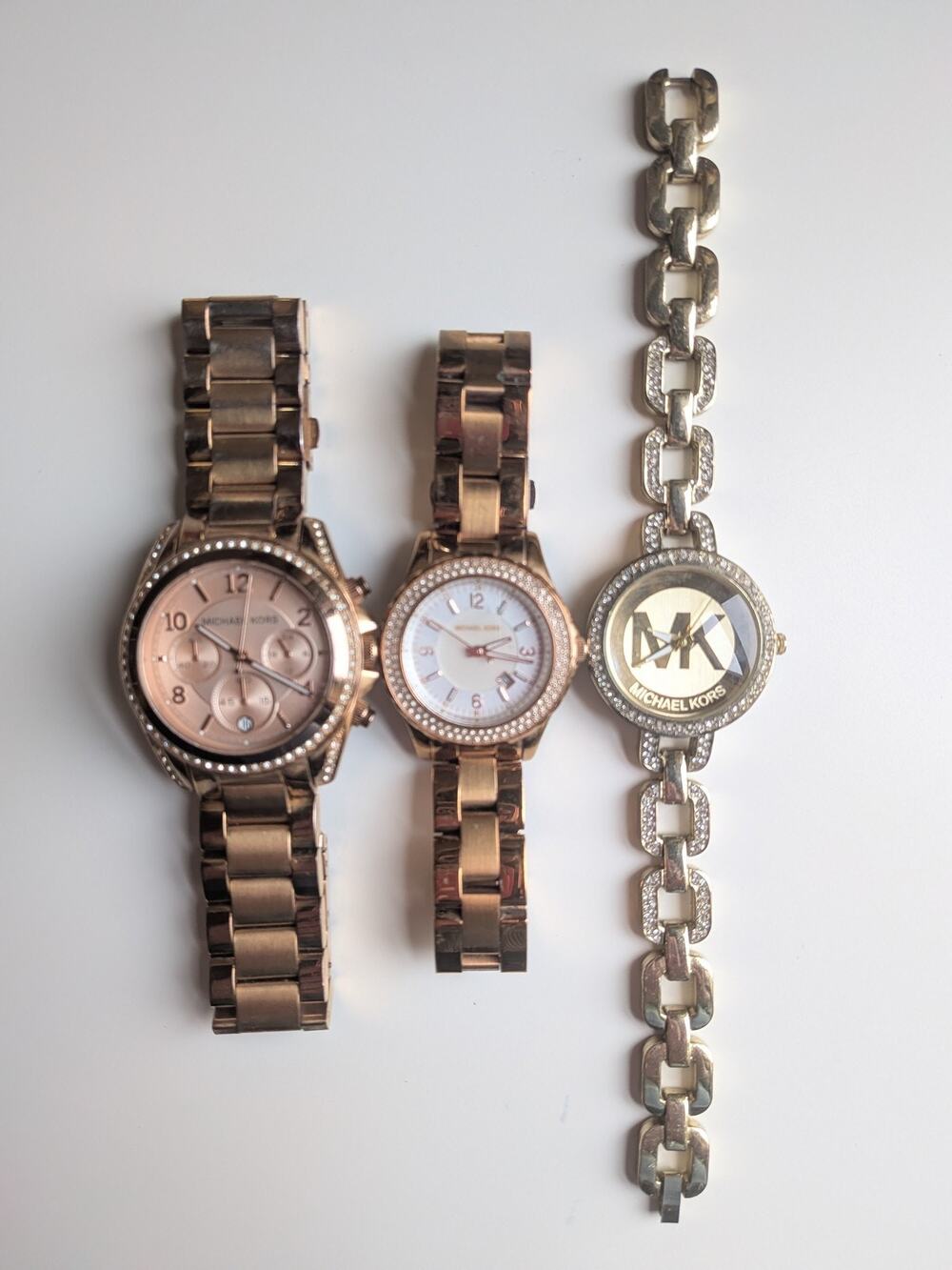 Michael Kors MK-5263, MK-5403, MK-769-126 Rose Gold & Gold Tone Crystal Watch